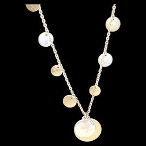 Vintage Maryln Schiff Gold & Silver Tone Disc Station‎ Necklace 36"-40"